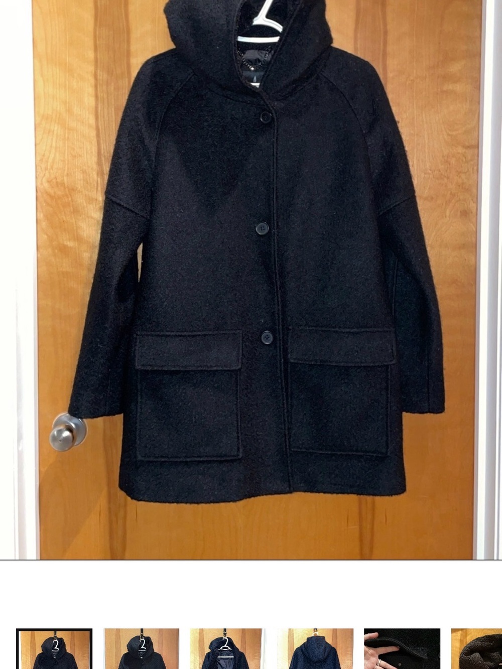London Fog Black Hooded Wool Coat - Women